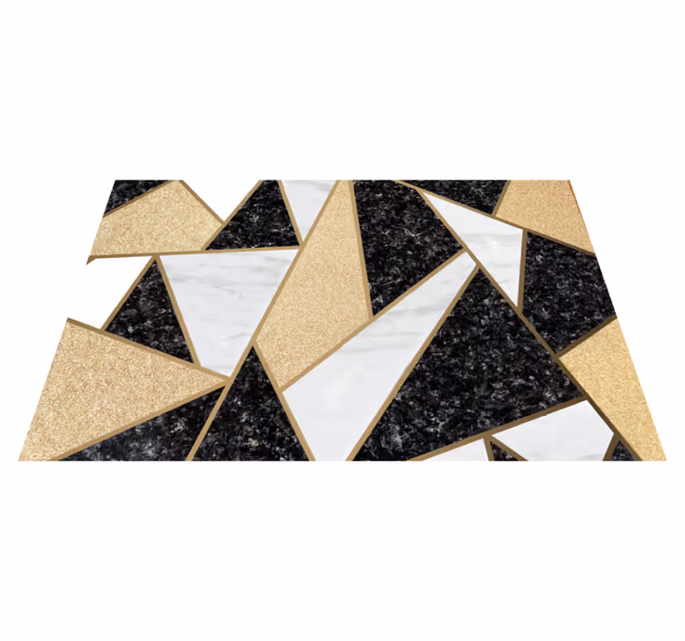 Tapis vinyles géométriques carreaux marbre noir et blanc - TenStickers