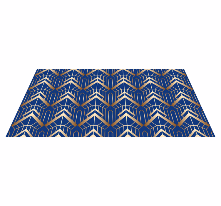 Tapis vinyles géométriques art déco bleu et or - TenStickers