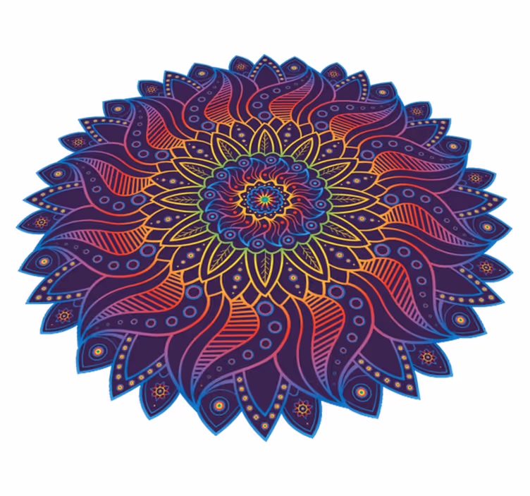 Tapis vinyles géométriques mandala arc-en-ciel - TenStickers