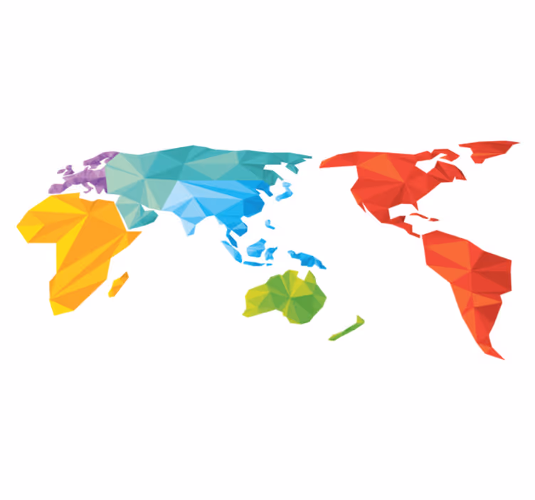 Tapis vinyles géométriques carte du monde colorée - TenStickers