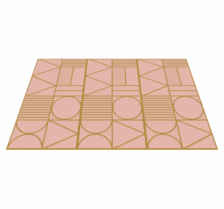 Tapis vinyles géométriques blocs or et rose - TenStickers