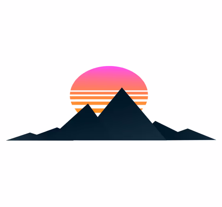 Tapis vinyles géométriques coucher de soleil en montagne - TenStickers