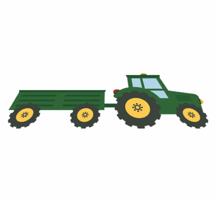 Tapis vinyle pour enfants tracteur vert et chariot - TenStickers