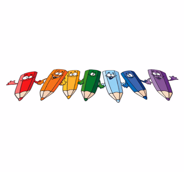 Tapis vinyle pour enfants crayons colorés joyeux - TenStickers