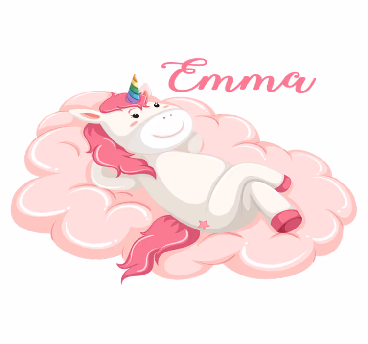Tapis vinyle pour enfants licorne dans les nuages - TenStickers