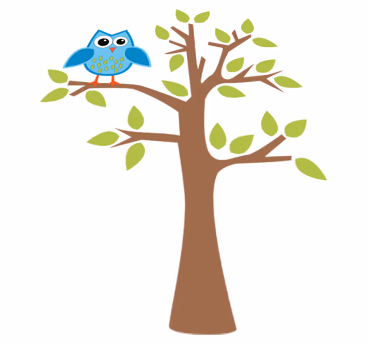 Tapis vinyle pour enfants arbre avec hibou bleu - TenStickers