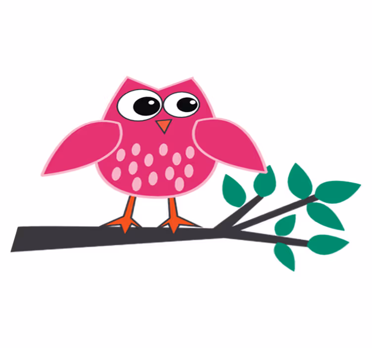 Tapis vinyle pour enfants hibou rose sur une branche - TenStickers