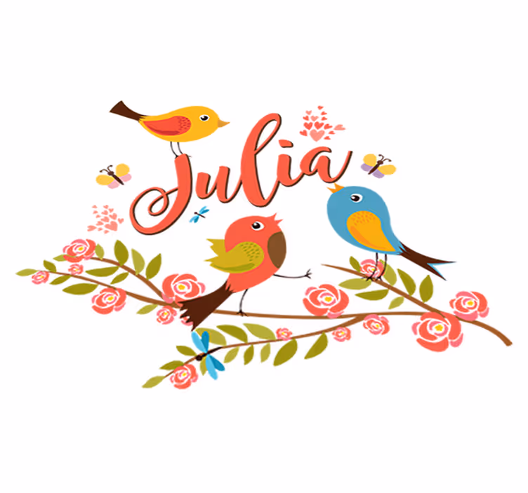 Tapis vinyle pour enfants oiseaux de printemps avec nom - TenStickers