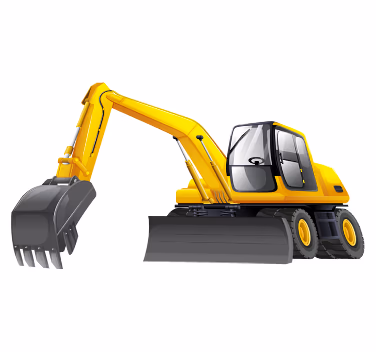 Tapis vinyle pour enfants excavateur 3d jaune et noir - TenStickers