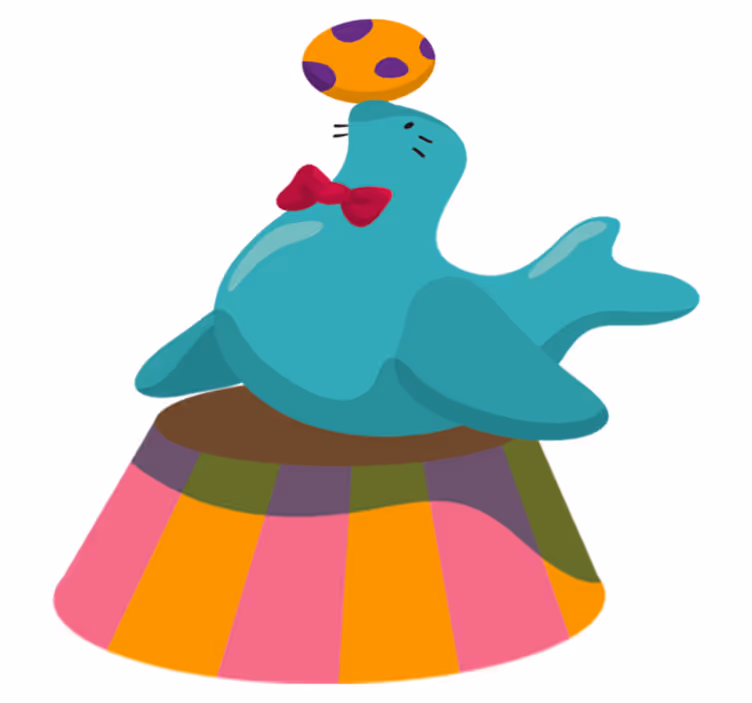 Tapis vinyle pour enfants avec phoque de cirque et balle - TenStickers