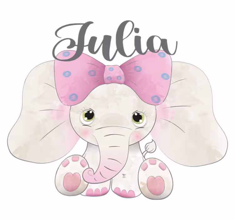 Tapis vinyle pour enfants Éléphant avec bébé et nom - TenStickers