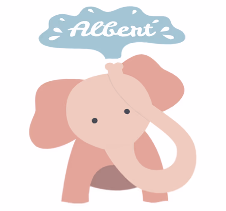 Tapis vinyle pour enfants éléphant bébé avec nom - TenStickers