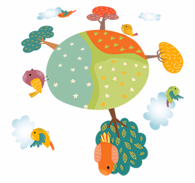 Tapis vinyle pour enfants ressort circulaire avec animaux - TenStickers