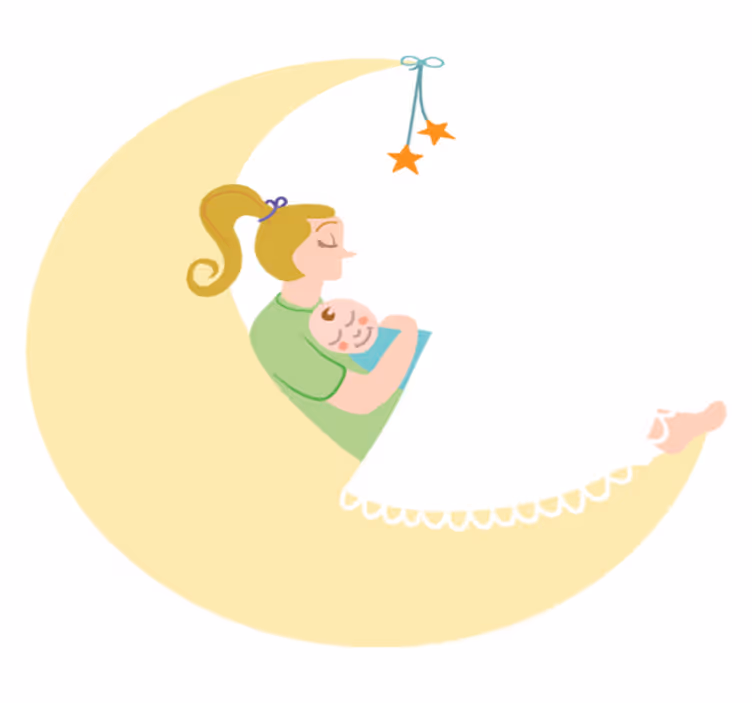 Tapis vinyle pour enfants maman et bébé sur la lune - TenStickers