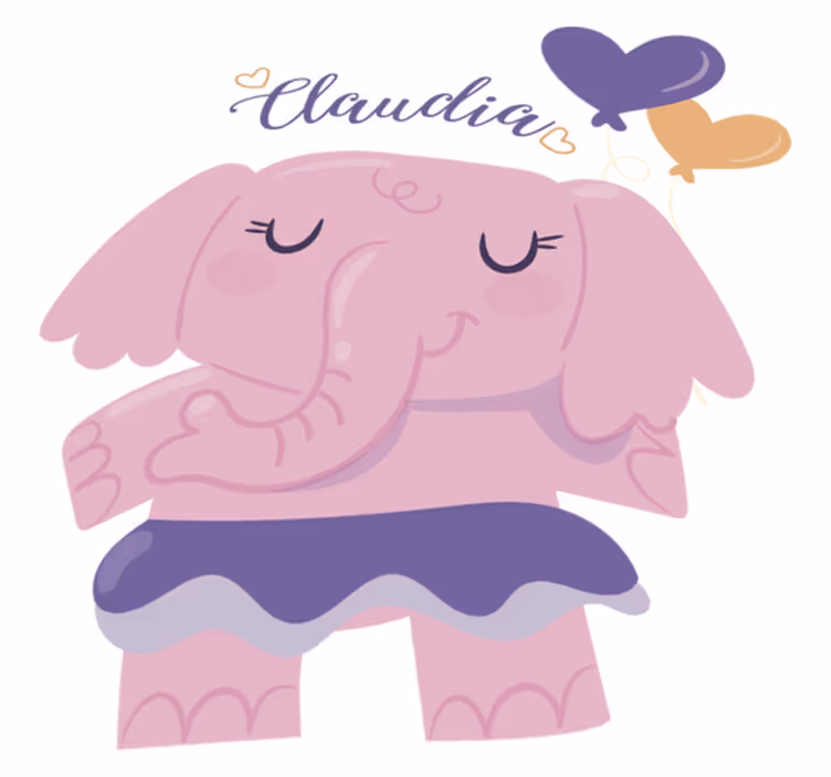 Tapis vinyle pour enfants éléphant rose avec nom - TenStickers