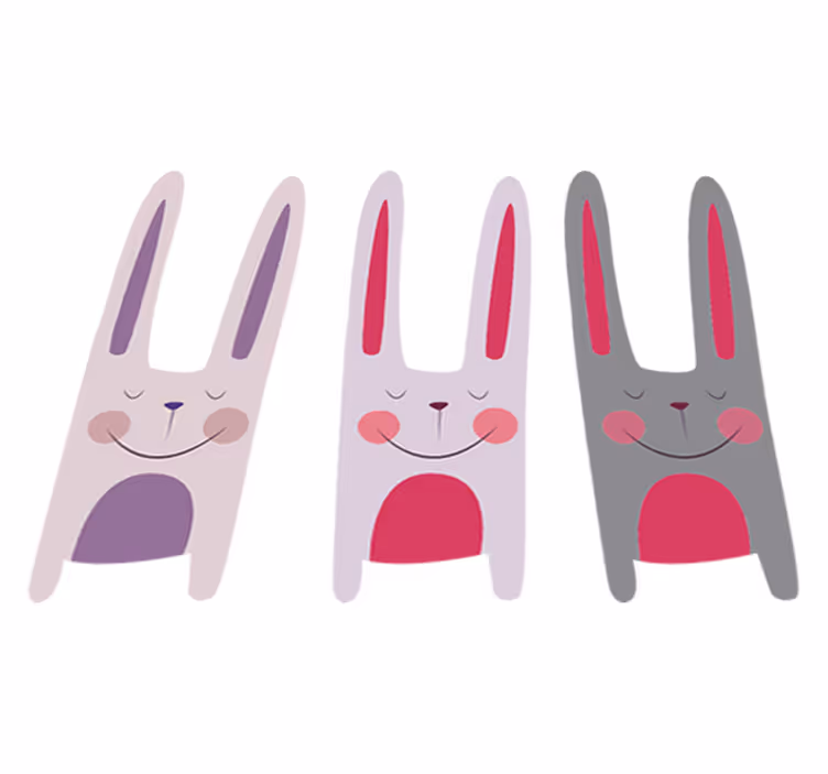 Tapis vinyle pour enfants trois lapins heureux - TenStickers