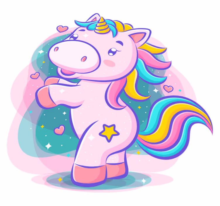 Tapis vinyle pour enfants licorne souriante colorée - TenStickers