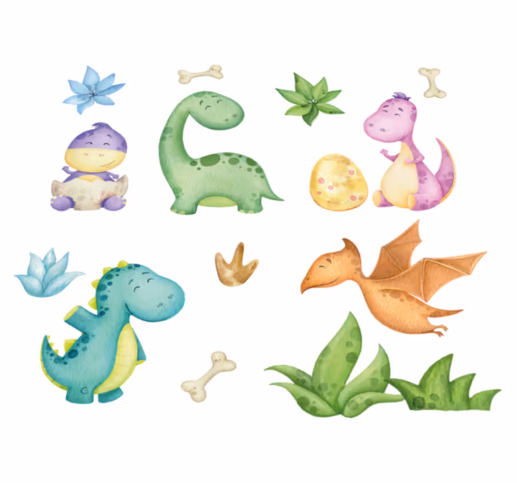 Tapis vinyle chambre dinosaure nordique dessiné - TenStickers