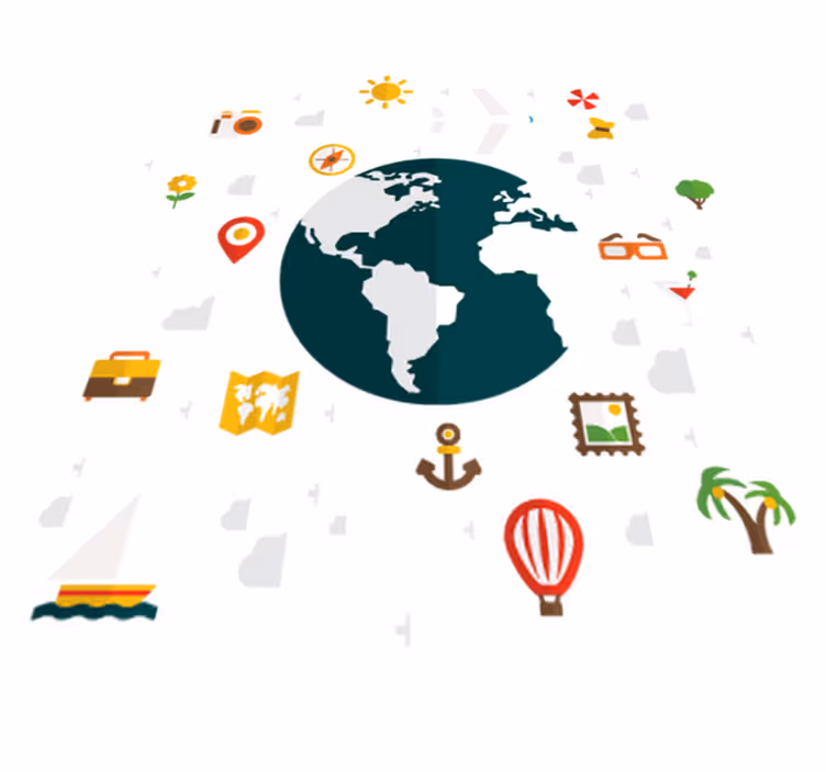 Tapis vinyle chambre monde en voyage - TenStickers