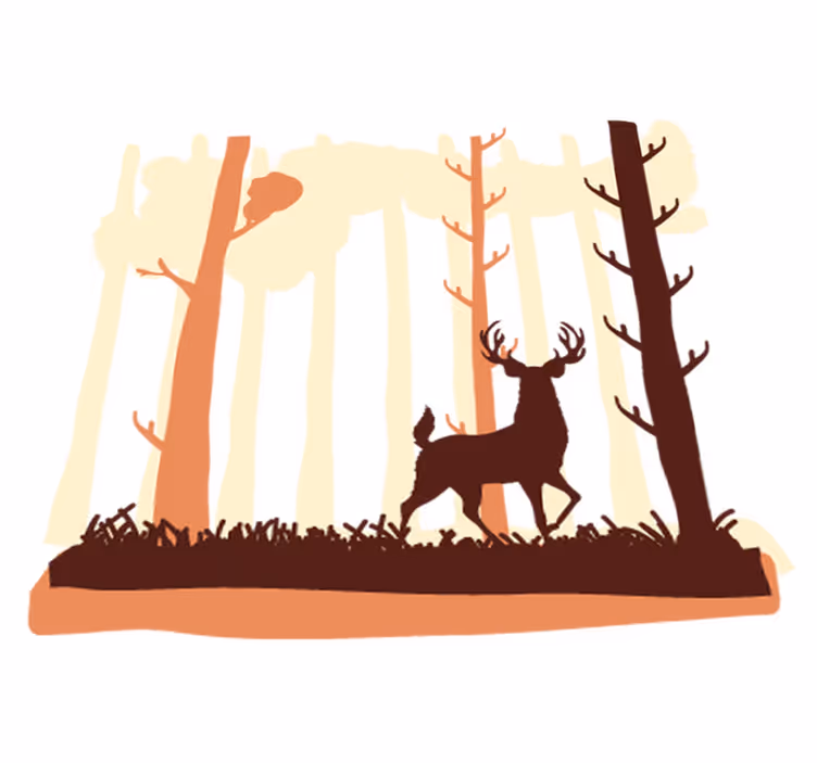 Tapis vinyle chambre forêt et cerfs - TenStickers