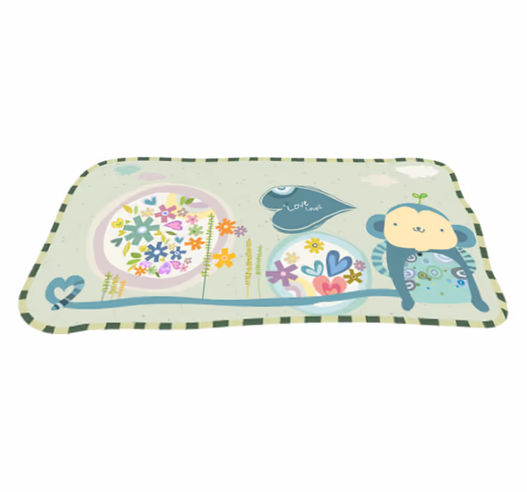 Tapis vinyle pour enfants singe encadré - TenStickers