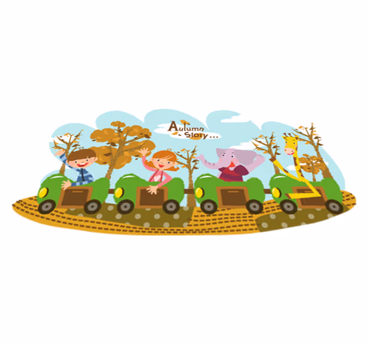Tapis vinyle pour enfants train en automne - TenStickers