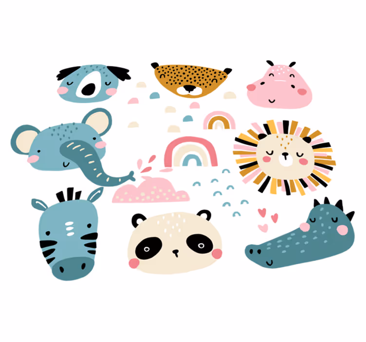 Tapis vinyle pour enfants animaux mignons style nordique - TenStickers