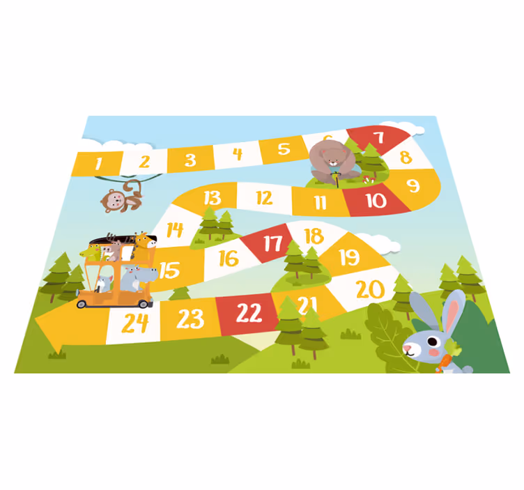 Tapis vinyle jeux animaux de cartoon - TenStickers