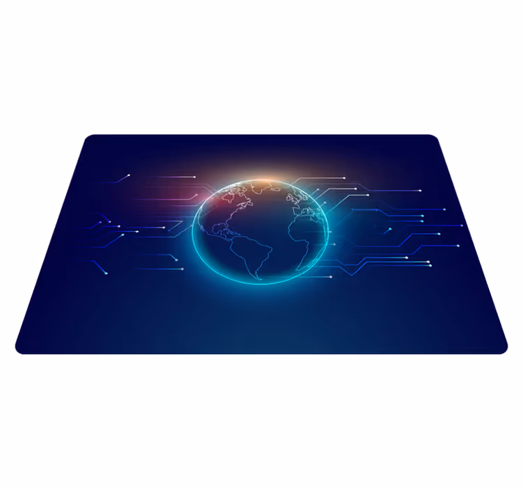 Tapis vinyle carte du monde géométrique télécommunication - TenStickers
