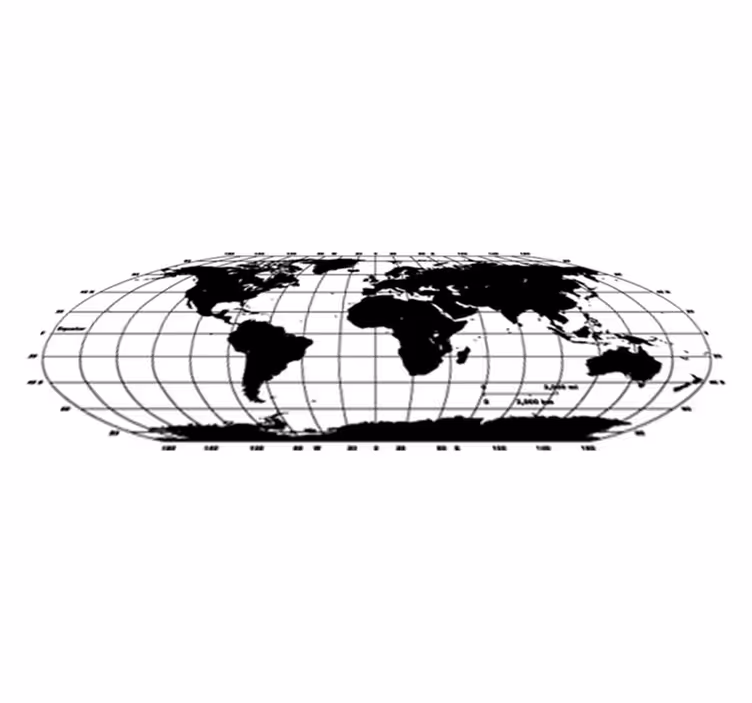 Tapis vinyle carte du monde décoratif monochrome - TenStickers