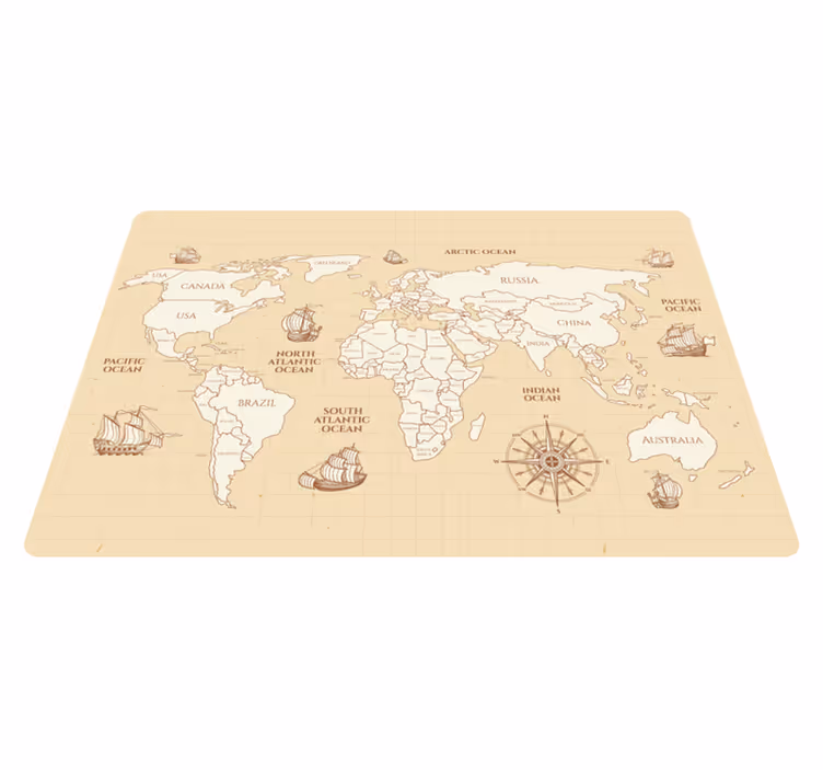 Tapis vinyle carte du monde carte du monde antique - TenStickers