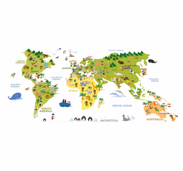 Tapis vinyle carte du monde carte des personnes anglais - TenStickers