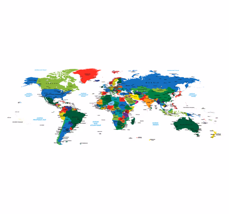 Tapis vinyle carte du monde carte du monde en couleur - TenStickers