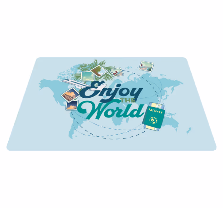 Tapis vinyle carte du monde profitez du monde - TenStickers