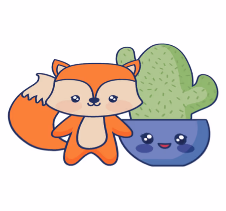 Tapis vinyle pour enfants anime cactus et renard - TenStickers