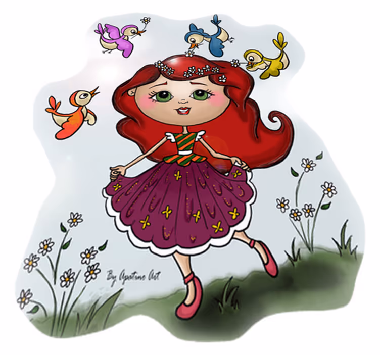 Tapis vinyle pour enfants fille à la campagne - TenStickers