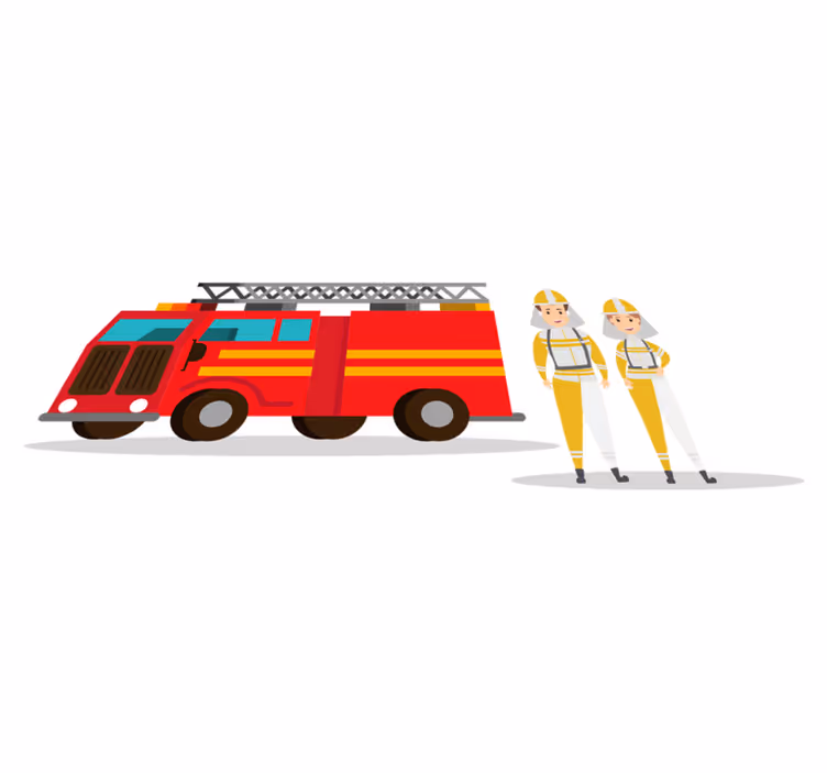 Tapis vinyle pour enfants voiture pompier homme et femme - TenStickers