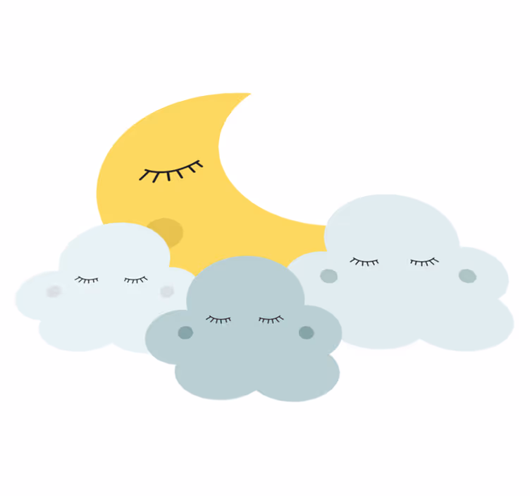Tapis vinyle pour enfants lune et nuage endormis - TenStickers