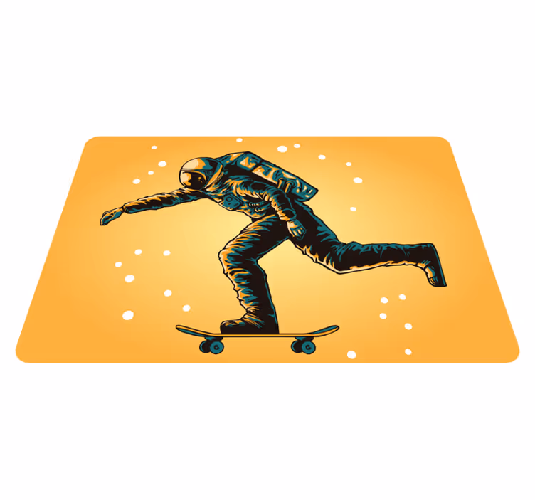 Tapis vinyle pour enfants astronaute skateboard - TenStickers