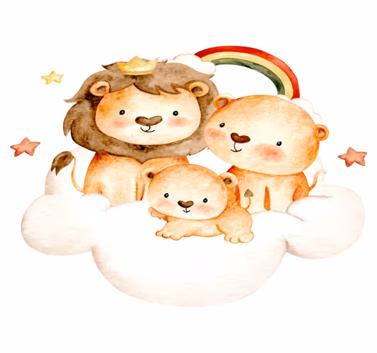 Tapis vinyle pour enfants animaux bébés étoiles nuages - TenStickers