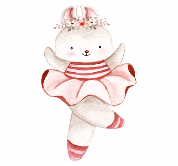 Tapis vinyle pour enfants ballerine lapin en roses - TenStickers