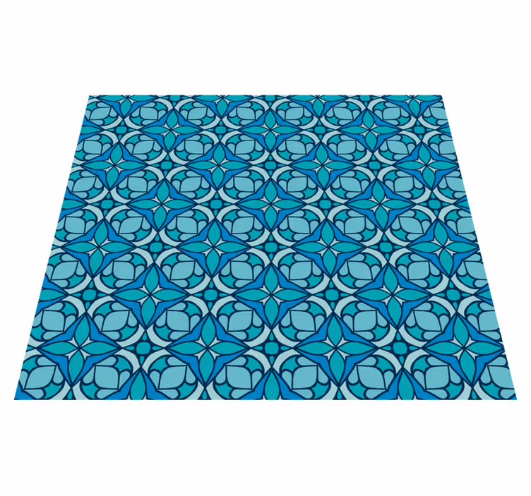 Tapis vinyle salle de bain papier peint bleu - TenStickers