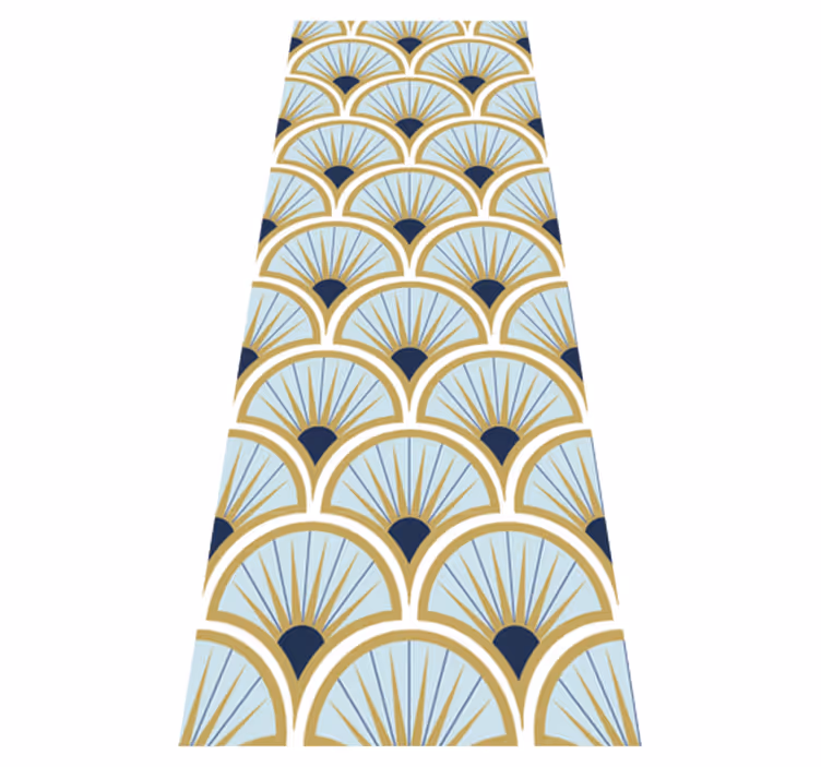 Tapis vinyle salle de bain nuances bleu art déco - TenStickers