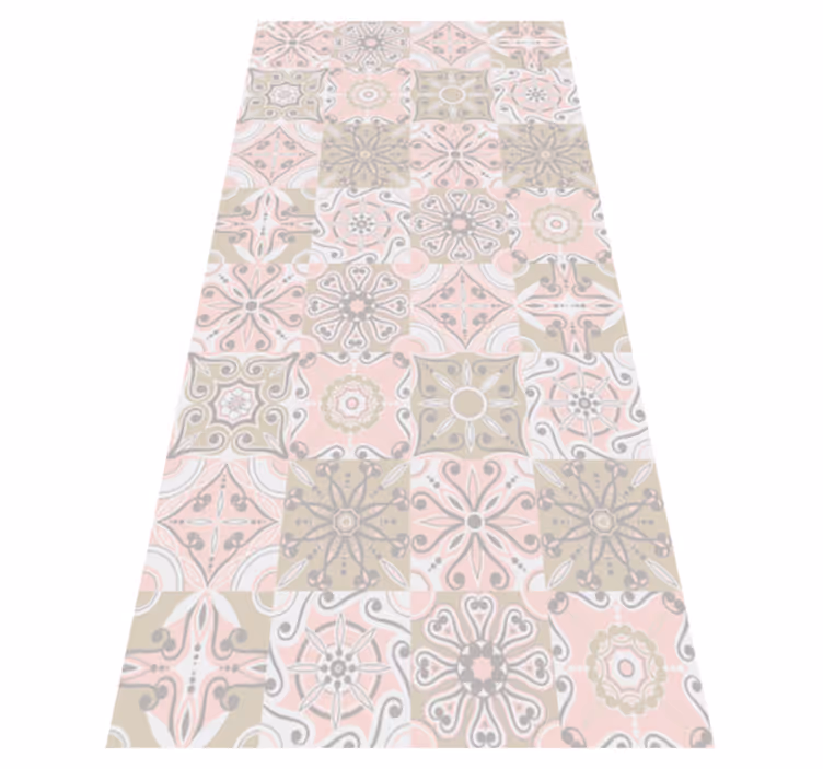 Tapis vinyle salle de bain carreaux roses et gris - TenStickers