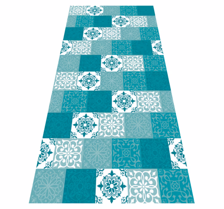 Tapis vinyle salle de bain carrelage turquoise - TenStickers