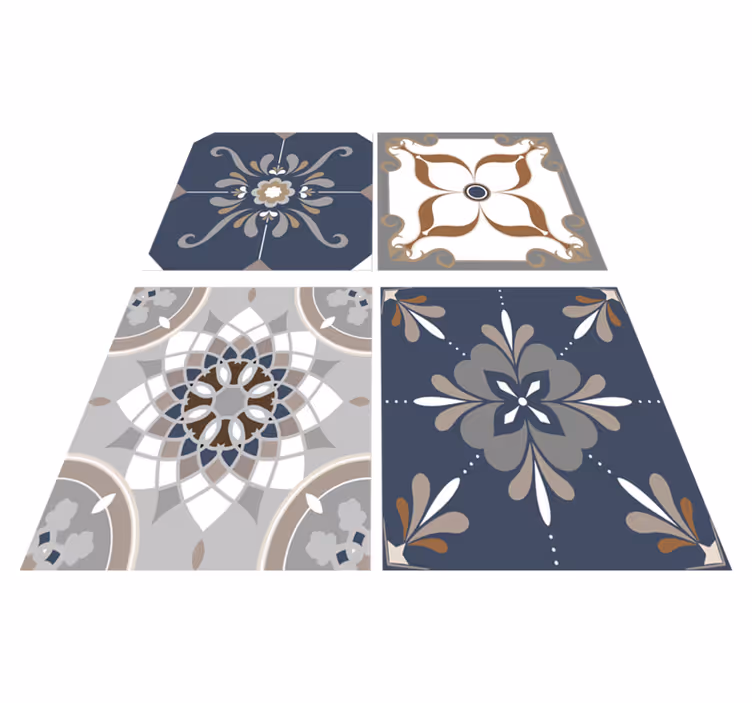 Tapis vinyle salle de bain fleurs classiques - TenStickers