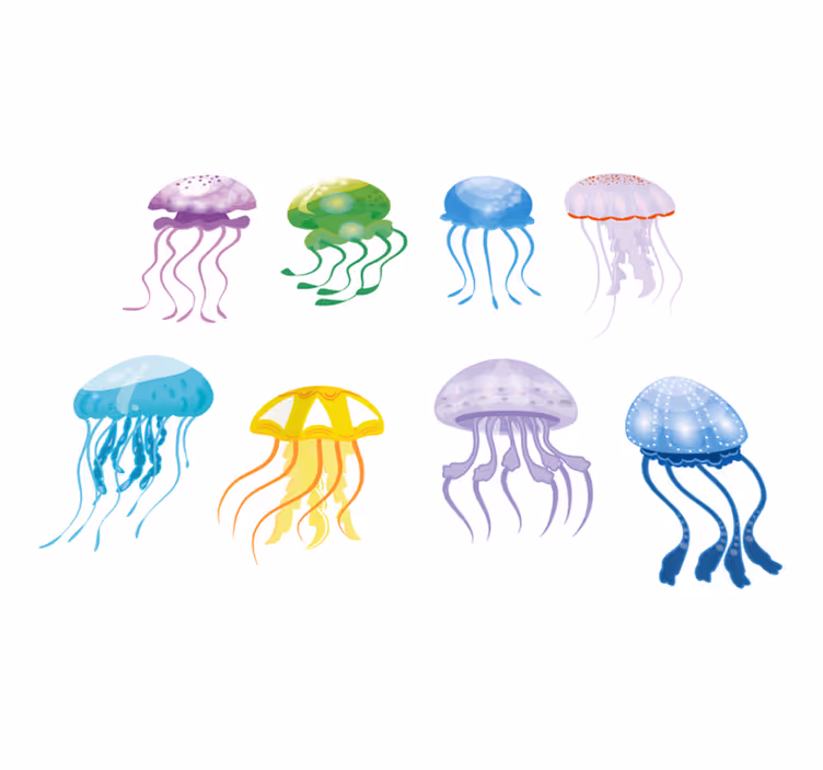 Tapis vinyle salle de bain couleurs méduses - TenStickers