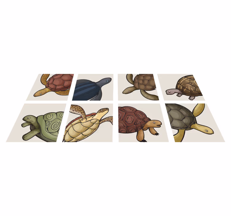 Tapis vinyle salle de bain carrelage tortues variées - TenStickers