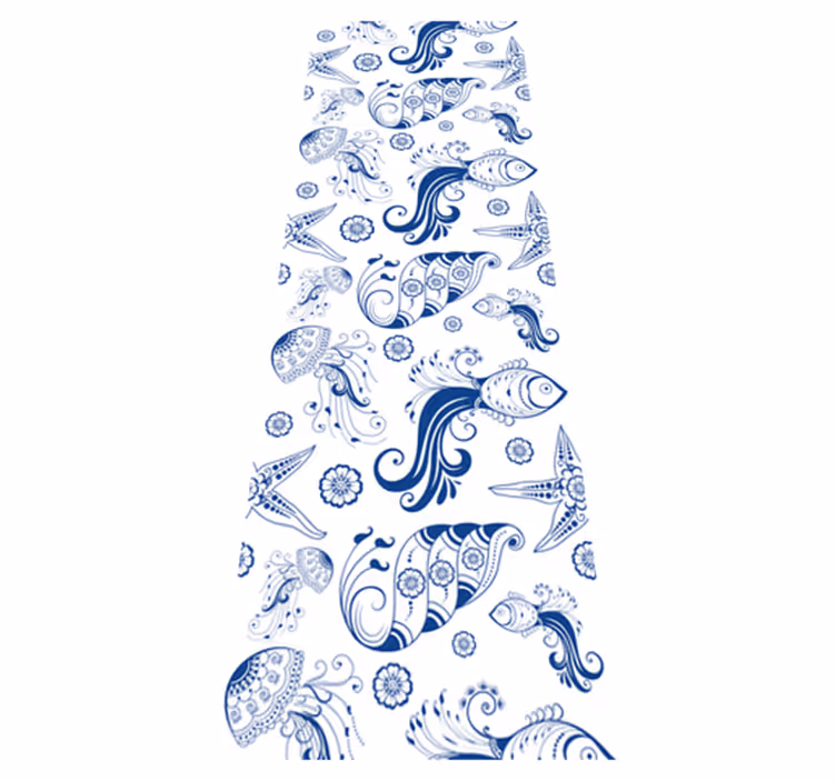 Tapis vinyle salle de bain vie marine ornementale - TenStickers