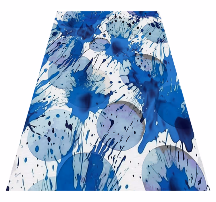 Tapis vinyle salle de bain cercles encre bleue - TenStickers